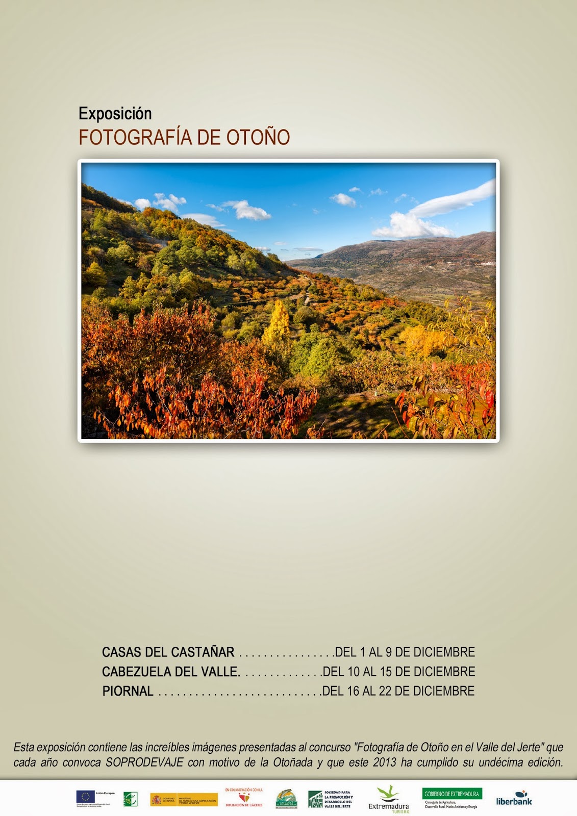 Exposición de fotografía de otoño. Valle del Jerte. Otoñada 2013